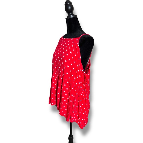 Universal Thread Red With White Pattern Sleeveless Adjustable Tiered Tank Top - Picture 5 of 16